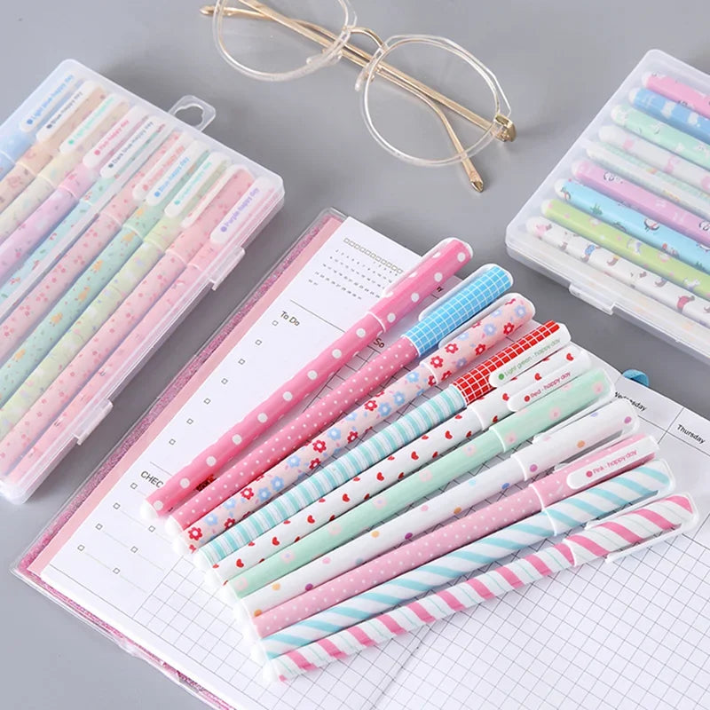 10-Piece Kawaii Floral Gel Pen Set