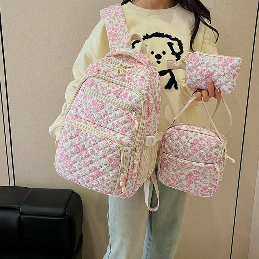 3-Piece Floral Backpack Set for Girls