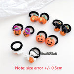 10Pcs Children's Girls' Halloween Hair Ring - Funny Pumpkin and Ghost and Bat Cat Design Suitable for Halloween Gifts for Girls