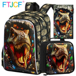 Dino Explorer 16" Kids Backpack Set (3-Piece with Lunch Box)