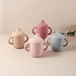 New Solid 180ML Baby Silicone Sippy Cup BPA-Free Portable Feeding Cup Portable Learning Hand Shank Drinking Water Training Cups