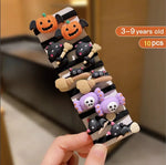 10Pcs Children's Girls' Halloween Hair Ring - Funny Pumpkin and Ghost and Bat Cat Design Suitable for Halloween Gifts for Girls