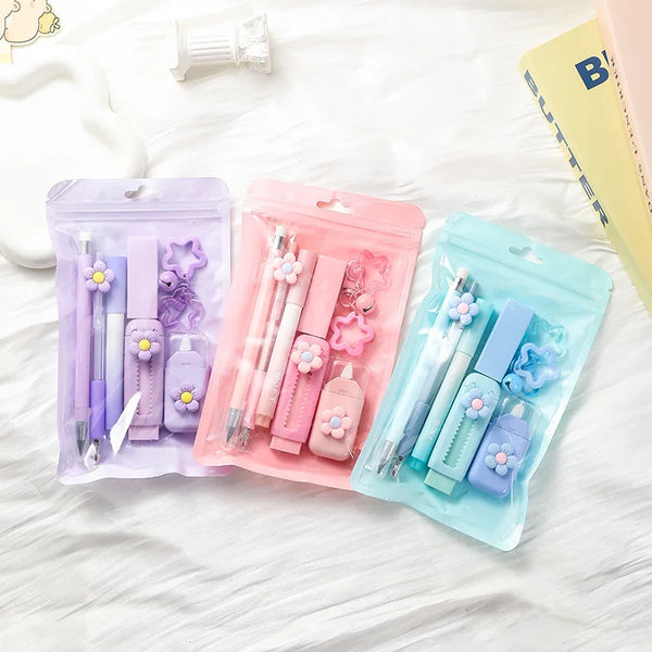 7-Piece Kawaii Flower Stationery Set