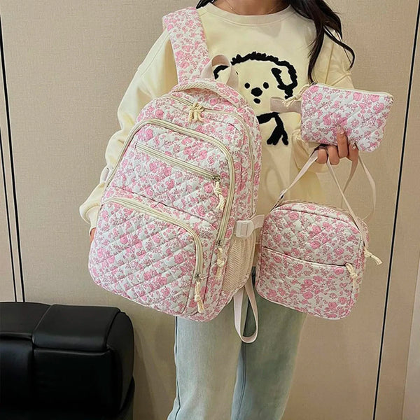 3-Piece Floral Backpack Set for Girls